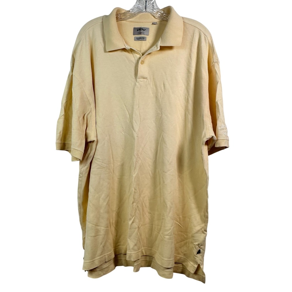 Callaway Golf Sport Mens XL Yellow 100% Combed Cotton Short Sleeve Polo Shirt